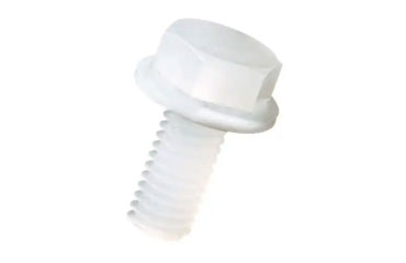 PVDF (樹脂製) 六角セムスボルト (PTFE座金付) PVBT-0000-T (白色不透明)